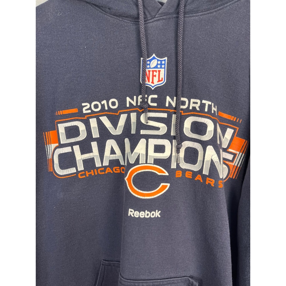 REEBOK Chicago Bears Hoodie 2010 NFC North Champions Mens XL Blue Vintage NFL - Picture 4 of 5